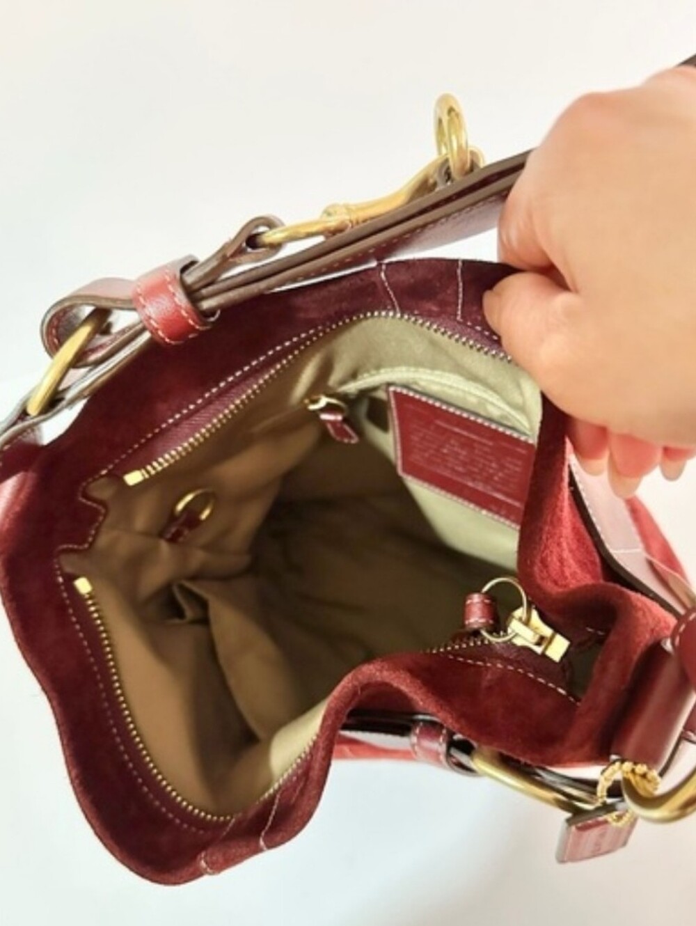 Coach Vintage (2006) Red/Burgundy Suede Soho Buckle Shoulder Crossbody NWT - Picture 8 of 15